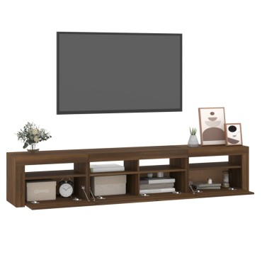 vidaXL Έπιπλο Τηλεόρασης με LED Καφέ Δρυς 210x35x40cm