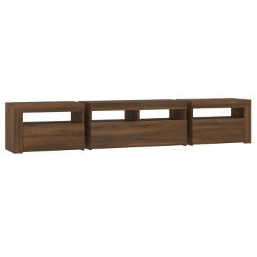 vidaXL Έπιπλο Τηλεόρασης με LED Καφέ Δρυς 210x35x40cm