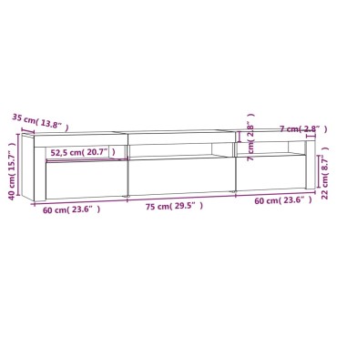 vidaXL Έπιπλο Τηλεόρασης με LED Λευκό 195x35x40cm