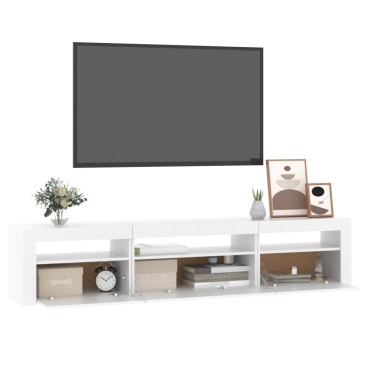 vidaXL Έπιπλο Τηλεόρασης με LED Λευκό 195x35x40cm