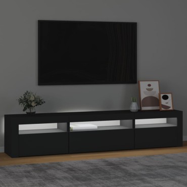 vidaXL Έπιπλο Τηλεόρασης με LED Μαύρο 195x35x40cm