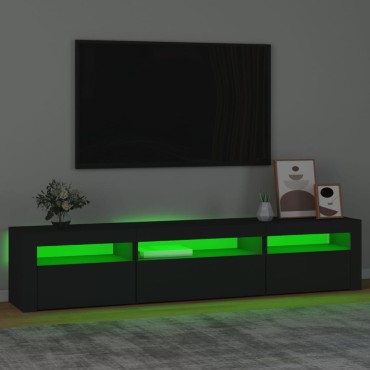 vidaXL Έπιπλο Τηλεόρασης με LED Μαύρο 195x35x40cm