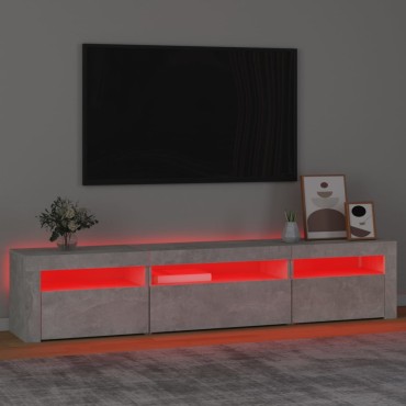 vidaXL Έπιπλο Τηλεόρασης με LED Γκρι Σκυροδέματος 195x35x40cm