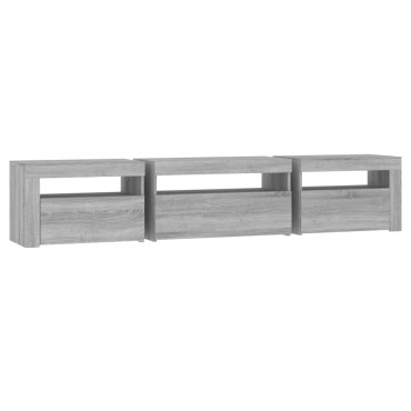 vidaXL Έπιπλο Τηλεόρασης με LED Γκρι Sonoma 195x35x40cm