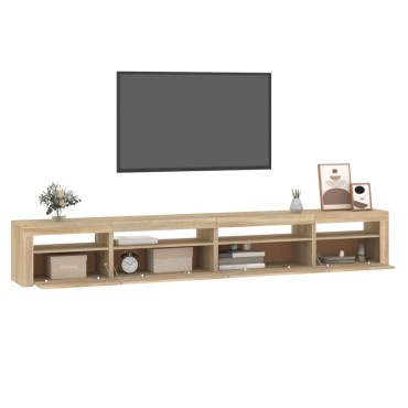 vidaXL Έπιπλο Τηλεόρασης με LED Sonoma Δρυς 270x35x40cm