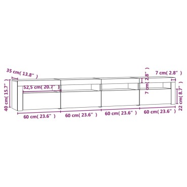 vidaXL Έπιπλο Τηλεόρασης με LED Γκρι Σκυροδέματος 240x35x40cm