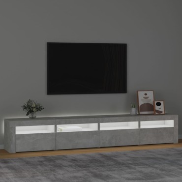 vidaXL Έπιπλο Τηλεόρασης με LED Γκρι Σκυροδέματος 240x35x40cm