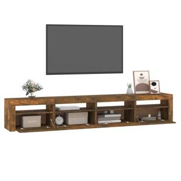 vidaXL Έπιπλο Τηλεόρασης με LED Καπνιστή Δρυς 240x35x40cm