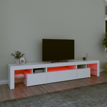 vidaXL Έπιπλο Τηλεόρασης με LED Λευκό 215x36,5x40cm