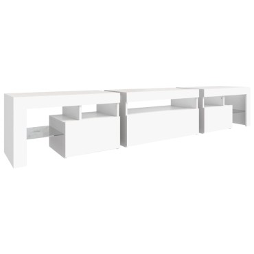 vidaXL Έπιπλο Τηλεόρασης με LED Λευκό 215x36,5x40cm