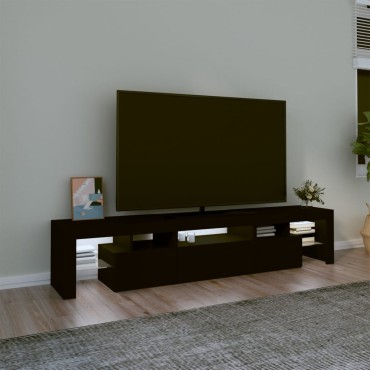 vidaXL Έπιπλο Τηλεόρασης με LED Μαύρο 200x36,5x40cm