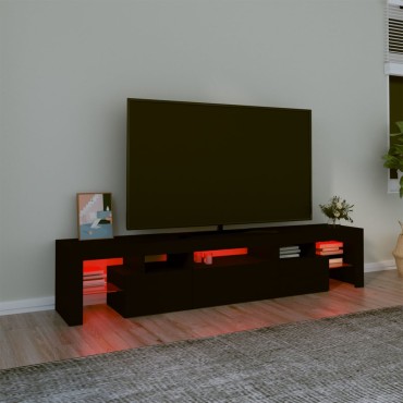 vidaXL Έπιπλο Τηλεόρασης με LED Μαύρο 200x36,5x40cm