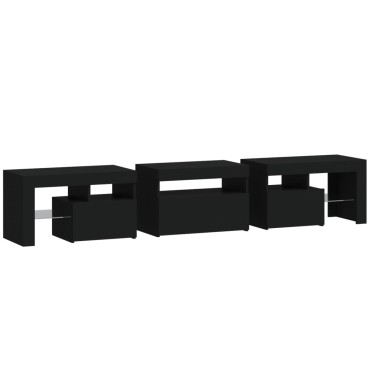vidaXL Έπιπλο Τηλεόρασης με LED Μαύρο 200x36,5x40cm