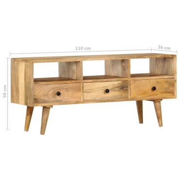 vidaXL Έπιπλο Τηλεόρασης 110x36x50cm από Μασίφ Ξύλο Μάνγκο