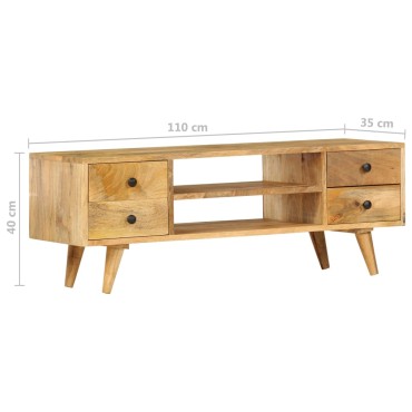 vidaXL Έπιπλο Τηλεόρασης 110x35x40cm από Μασίφ Ξύλο Μάνγκο