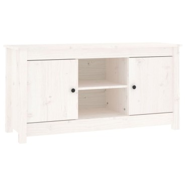 vidaXL Έπιπλο Τηλεόρασης Λευκό 103x36,5x52cm από Μασίφ Ξύλο Πεύκου