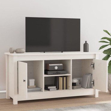 vidaXL Έπιπλο Τηλεόρασης Λευκό 103x36,5x52 εκ. από Μασίφ Ξύλο Πεύκου