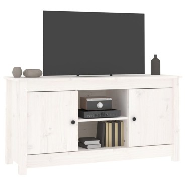 vidaXL Έπιπλο Τηλεόρασης Λευκό 103x36,5x52 εκ. από Μασίφ Ξύλο Πεύκου