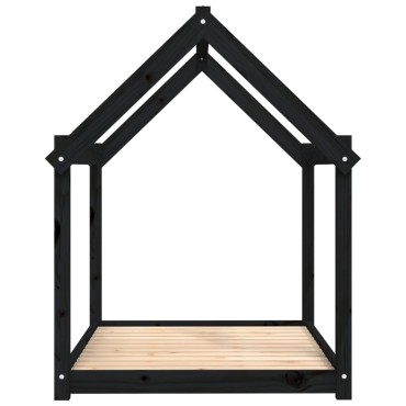 vidaXL Κρεβάτι Σκύλου Μαύρο 111x80x100 εκ. από Μασίφ Ξύλο Πεύκου