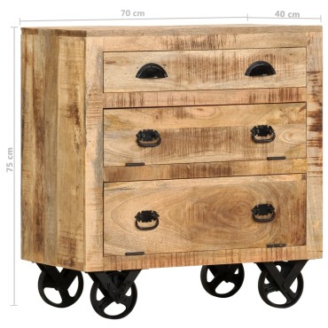 vidaXL Συρταριέρα με Ρόδες 70x40x75cm από Μασίφ Ξύλο Μάνγκο 1 τεμ.