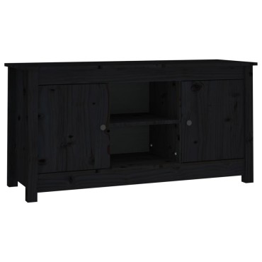 vidaXL Έπιπλο Τηλεόρασης Μαύρο 103x36,5x52cm από Μασίφ Ξύλο Πεύκου