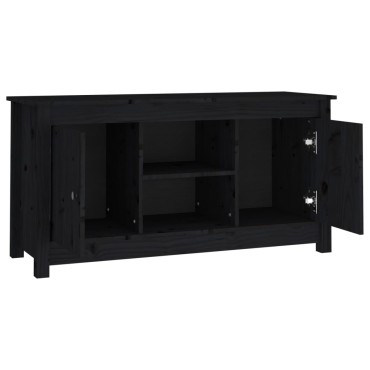 vidaXL Έπιπλο Τηλεόρασης Μαύρο 103x36,5x52cm από Μασίφ Ξύλο Πεύκου