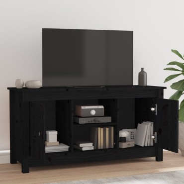 vidaXL Έπιπλο Τηλεόρασης Μαύρο 103x36,5x52cm από Μασίφ Ξύλο Πεύκου