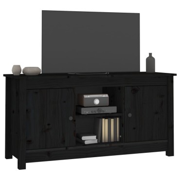 vidaXL Έπιπλο Τηλεόρασης Μαύρο 103x36,5x52cm από Μασίφ Ξύλο Πεύκου