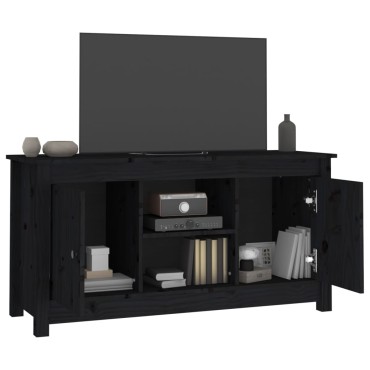 vidaXL Έπιπλο Τηλεόρασης Μαύρο 103x36,5x52cm από Μασίφ Ξύλο Πεύκου