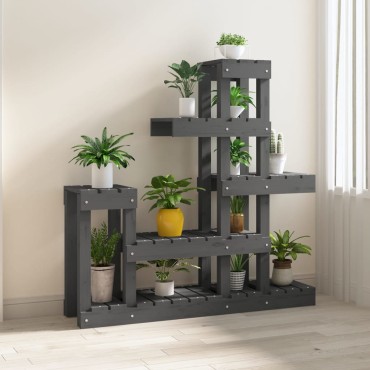 vidaXL Βάση Γλάστρας Γκρι 92x25x97 εκ. από Μασίφ Ξύλο Πεύκου