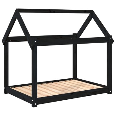 vidaXL Κρεβάτι Σκύλου Μαύρο 101x70x90 εκ. από Μασίφ Ξύλο Πεύκου