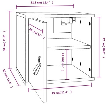 vidaXL Ντουλάπι Τοίχου Γκρι 31,5x30x30cm από Μασίφ Ξύλο Πεύκου 1 τεμ.