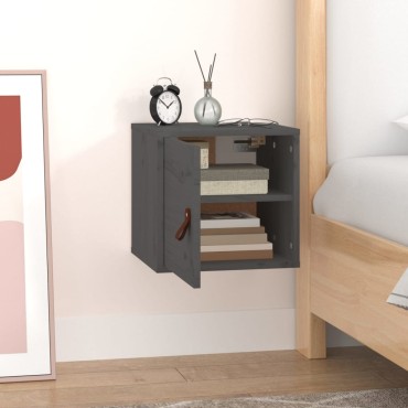 vidaXL Ντουλάπι Τοίχου Γκρι 31,5x30x30cm από Μασίφ Ξύλο Πεύκου 1 τεμ.