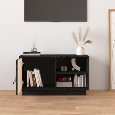 vidaXL Έπιπλο Τηλεόρασης Μαύρο 70x34x40cm από Μασίφ Ξύλο Πεύκου