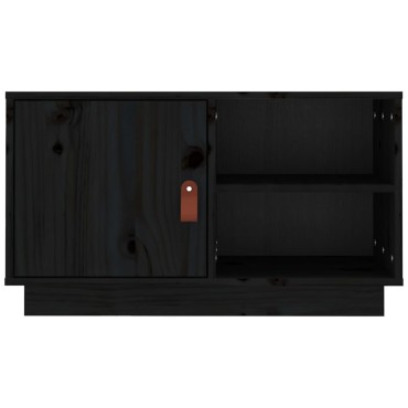 vidaXL Έπιπλο Τηλεόρασης Μαύρο 70x34x40cm από Μασίφ Ξύλο Πεύκου