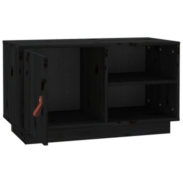 vidaXL Έπιπλο Τηλεόρασης Μαύρο 70x34x40cm από Μασίφ Ξύλο Πεύκου