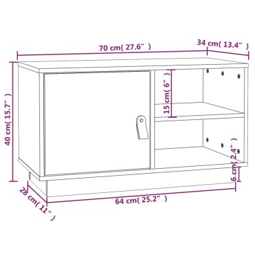 vidaXL Έπιπλο Τηλεόρασης Μαύρο 70x34x40cm από Μασίφ Ξύλο Πεύκου