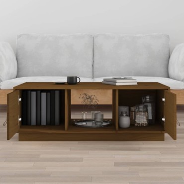 vidaXL Τραπεζάκι Σαλονιού Καφέ Μελί 100x50x35cm Μασίφ Ξύλο Πεύκου 1 τεμ.