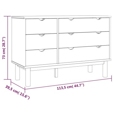 vidaXL Συρταριέρα OTTA Γκρι 111x43x73,5cm από Μασίφ Ξύλο Πεύκου 1 τεμ.