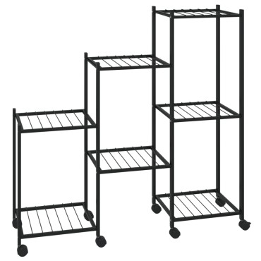 vidaXL Βάση Λουλουδιών με Ρόδες 83 x 25 x 83,5 εκ. Μαύρη Σιδερένια