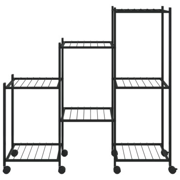 vidaXL Βάση Λουλουδιών με Ρόδες 83 x 25 x 83,5 εκ. Μαύρη Σιδερένια