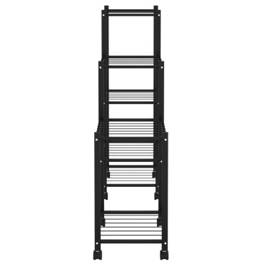 vidaXL Βάση Λουλουδιών με Ρόδες 83 x 25 x 83,5 εκ. Μαύρη Σιδερένια