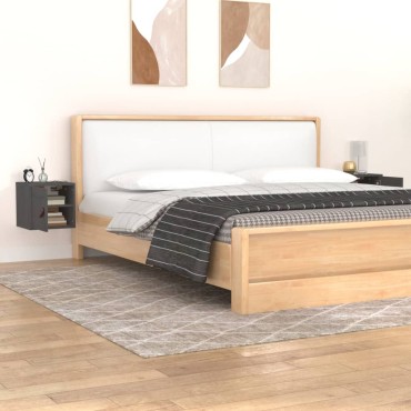 vidaXL Ντουλάπια Τοίχου 2 τεμ. Γκρι 31,5x30x30cm Μασίφ Ξύλο Πεύκου