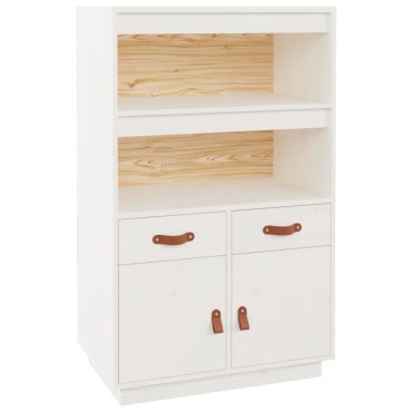 vidaXL Ντουλάπι Ψηλό Λευκό 67x40x108,5cm από Μασίφ Ξύλο Πεύκου 1 τεμ.