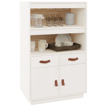 vidaXL Ντουλάπι Ψηλό Λευκό 67x40x108,5cm από Μασίφ Ξύλο Πεύκου 1 τεμ.
