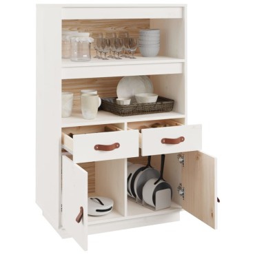 vidaXL Ντουλάπι Ψηλό Λευκό 67x40x108,5cm από Μασίφ Ξύλο Πεύκου 1 τεμ.