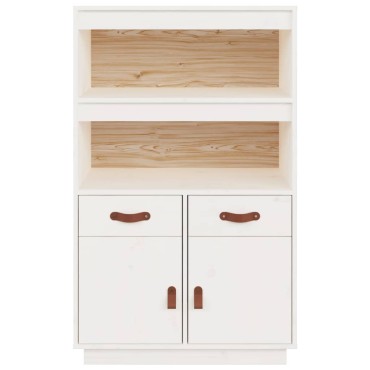 vidaXL Ντουλάπι Ψηλό Λευκό 67x40x108,5cm από Μασίφ Ξύλο Πεύκου 1 τεμ.