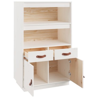 vidaXL Ντουλάπι Ψηλό Λευκό 67x40x108,5cm από Μασίφ Ξύλο Πεύκου 1 τεμ.