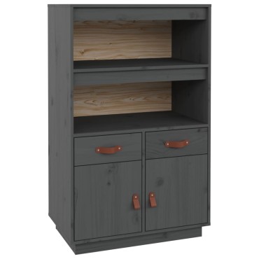 vidaXL Ντουλάπι Ψηλό Γκρι 67x40x108,5cm από Μασίφ Ξύλο Πεύκου 1 τεμ.