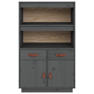 vidaXL Ντουλάπι Ψηλό Γκρι 67x40x108,5cm από Μασίφ Ξύλο Πεύκου 1 τεμ.